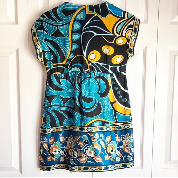 Hale Bob Colorful Print 100% Silk Boho Mini Dress / Tunic Top - Picture 11 of 11